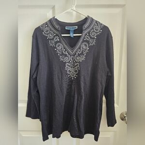 KAREN SCOTT | Black Spring Top | XL